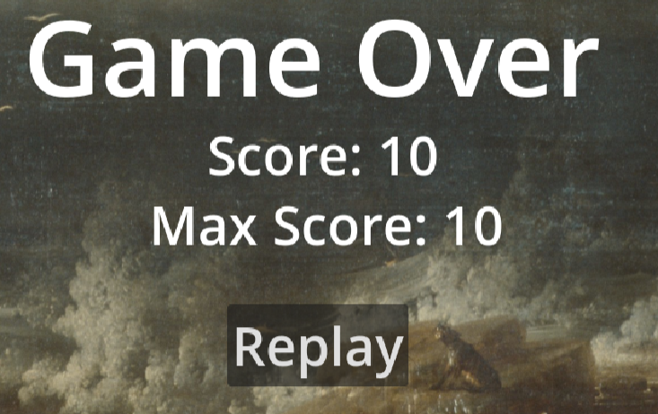 Une capture de fin de jeu avec un socre max et un score actuels affichés.